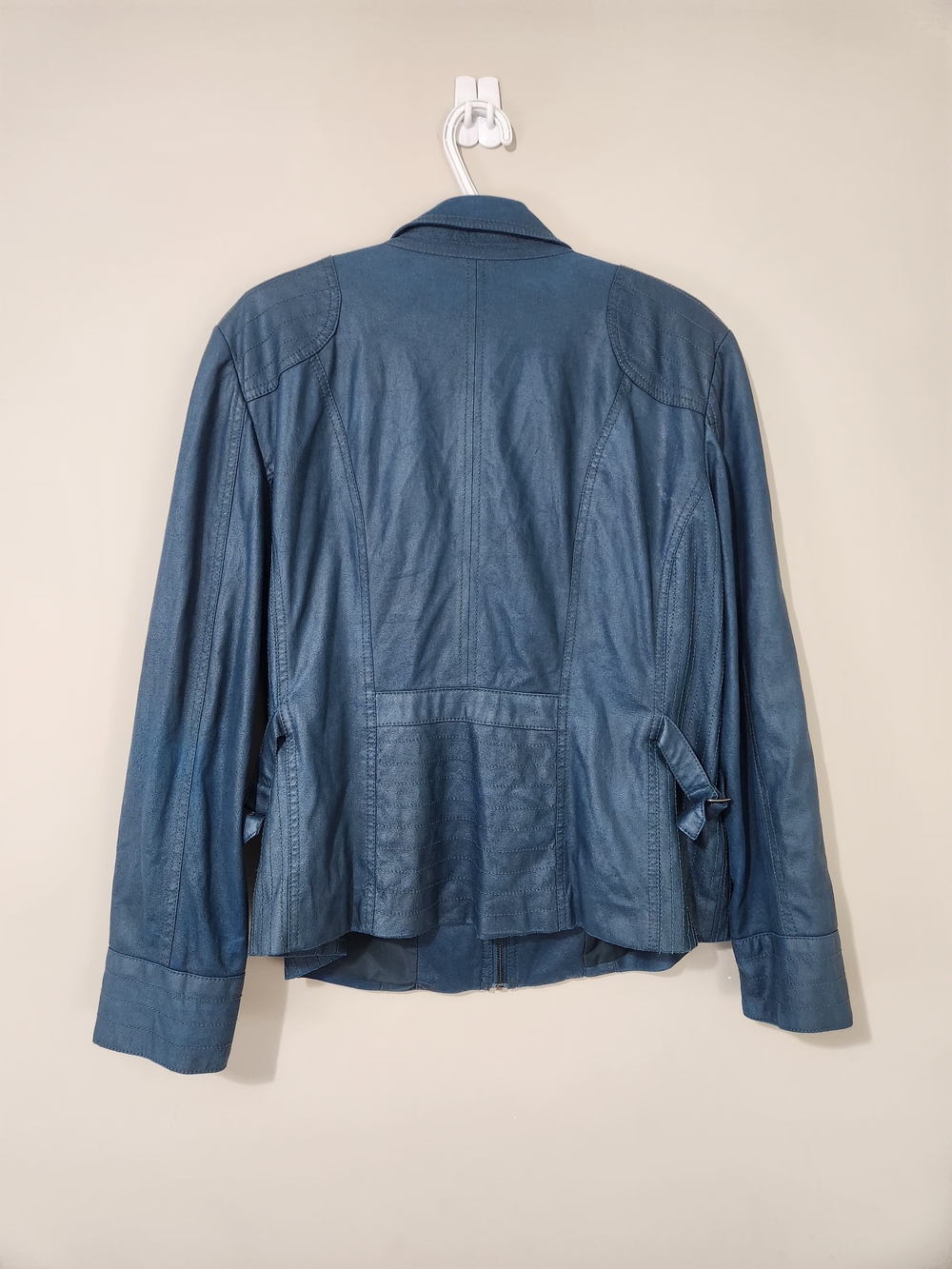 Conrad C Collection Vintage Women's Blue Faux Leather Light Zip-Up Jacket Sz 14 - Picture 4 of 16